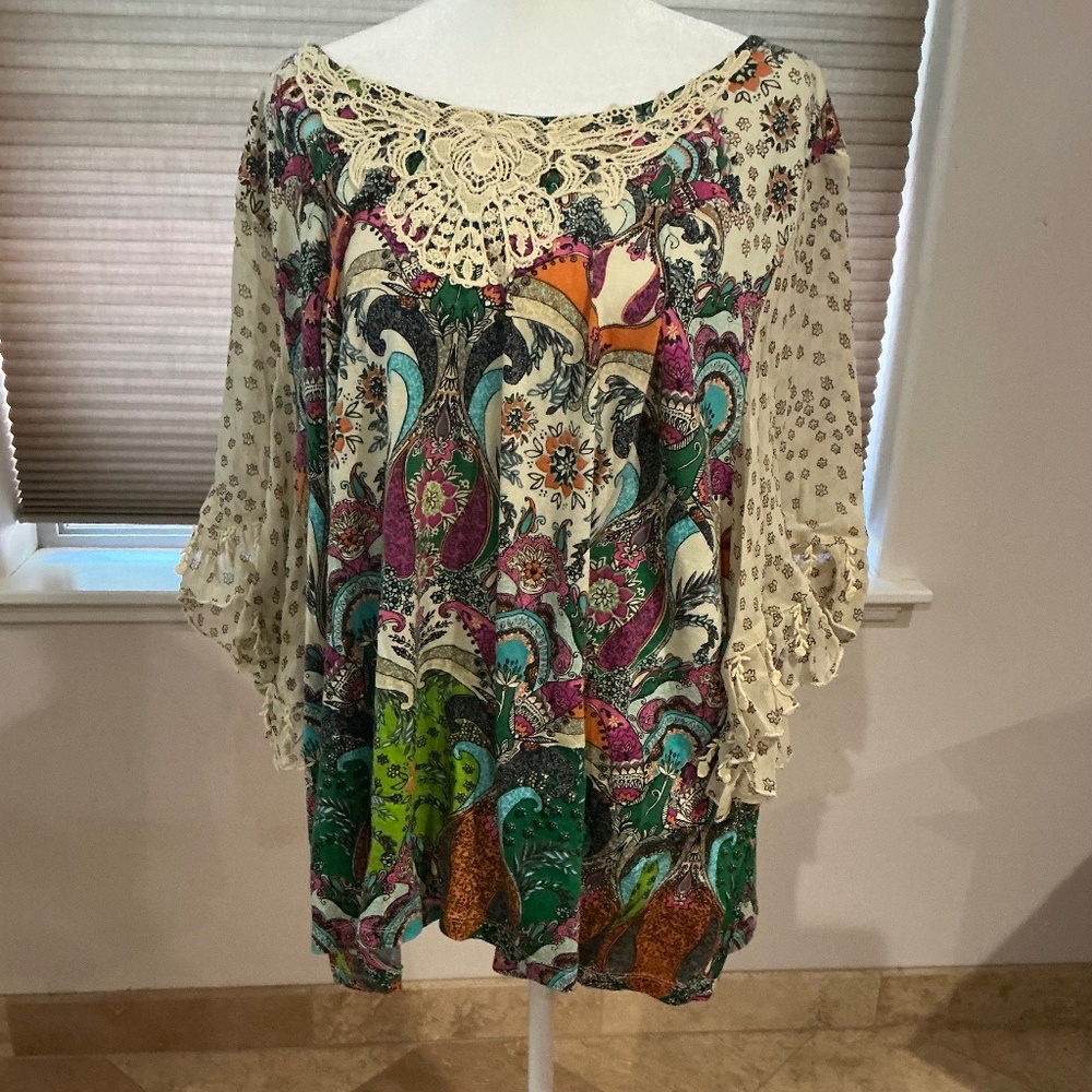 Bila Rayon/Cotton Swing Tunic Blouse Size 3X